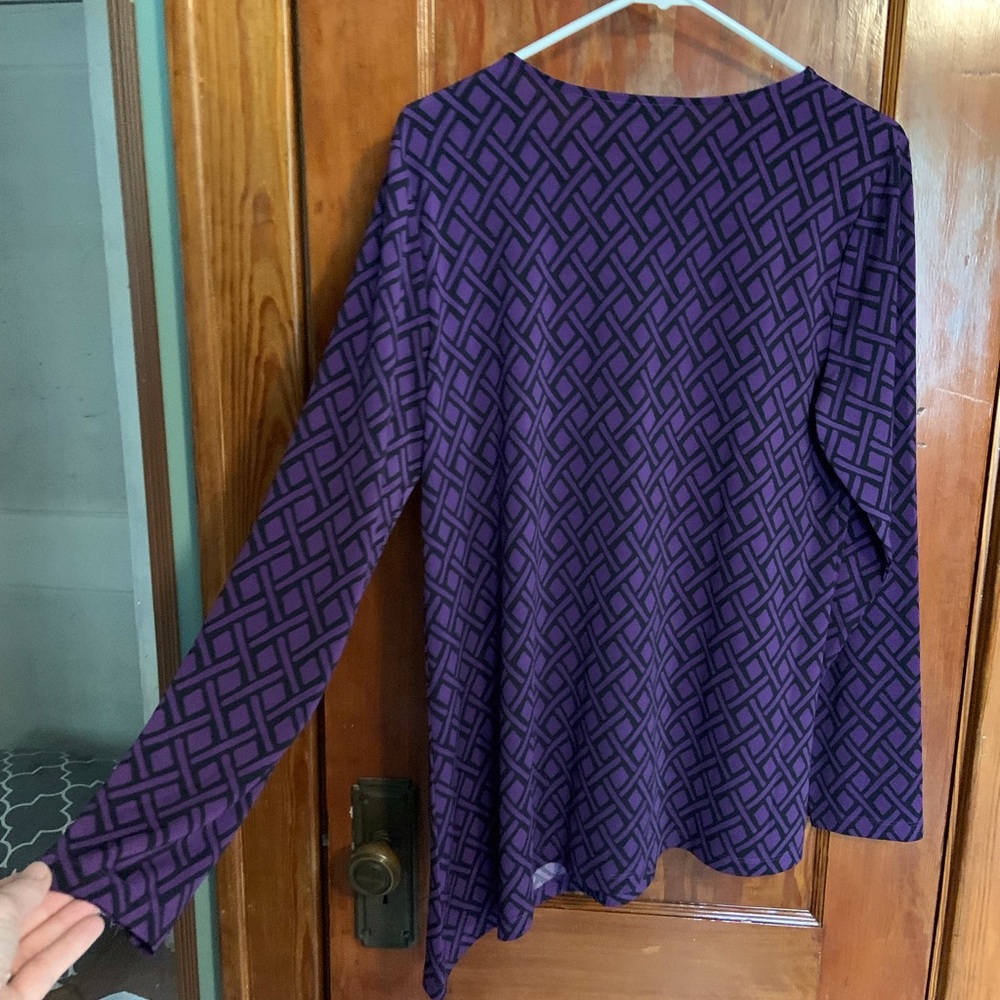 Christopher & Banks Purple Asymmetrical Hem Geometric Print Tunic - Picture 4 of 7